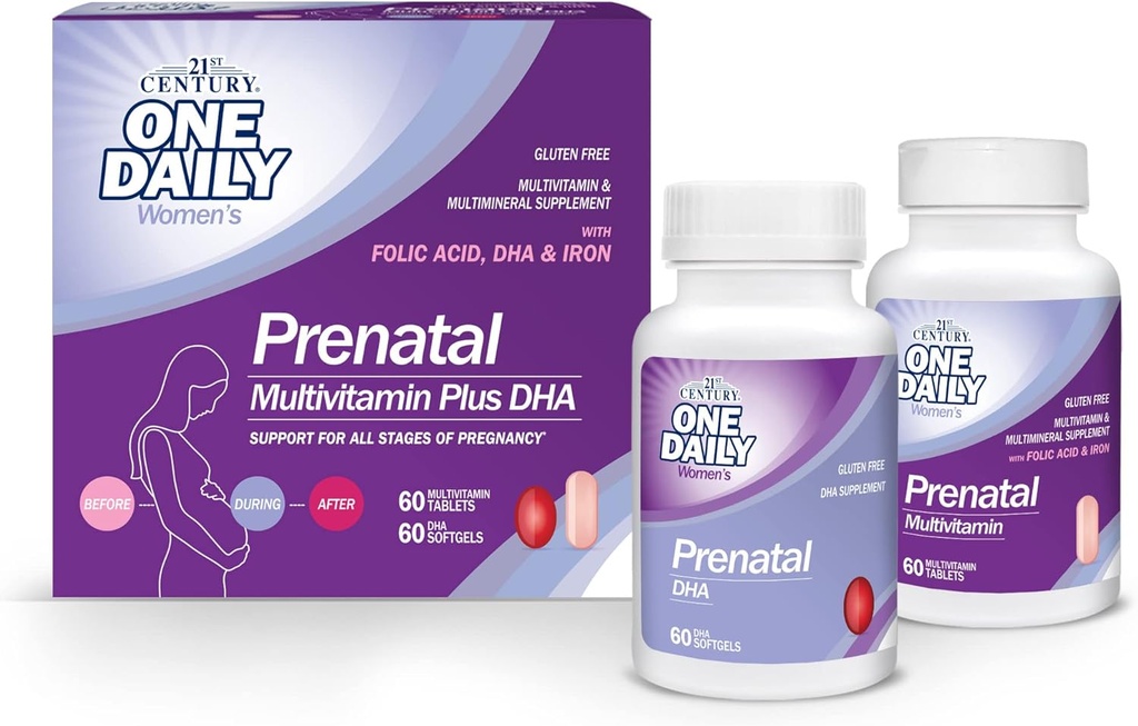 2100-luvun prenataali DHA:n, tablettien ja Softgelsin kanssa, 120