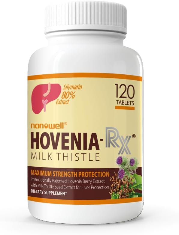 NANOWELL Hovenia-RX Milk Thistle - Maksan tuki täydentää 80% Silymarin Milk Thistle Seed Extract - 120 tablettia, 30 päivän tarjonta