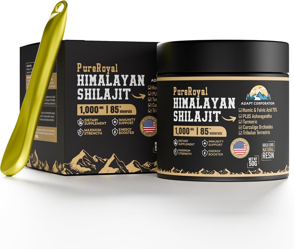 Himalayan Shilajit Resin - High Potency, 1100 MG Himalayan Extract, 75% + Fulvic Acid, Energy, Wellness & Immunity Support, 85 + Trace Minerals, Lab Tested, 50g Jar, 46 portioner