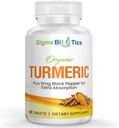 Organic Turmeric Curcumin Supplement - Joint & Immunel Health Support Supplements - 700 mg Organic Turmeric with Black Pepper for Easy Absorption - Ei-GMO & 2 kuukauden tarjonta - 60 tablettia