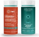 Iwi Life Vegikrill & Joint Omega-3 Bundle, 30 tarjoilua, Vegan Plant-Based Algae Omega 3, Krill & Fish Oil Alternative, No Fishy Aftertaste
