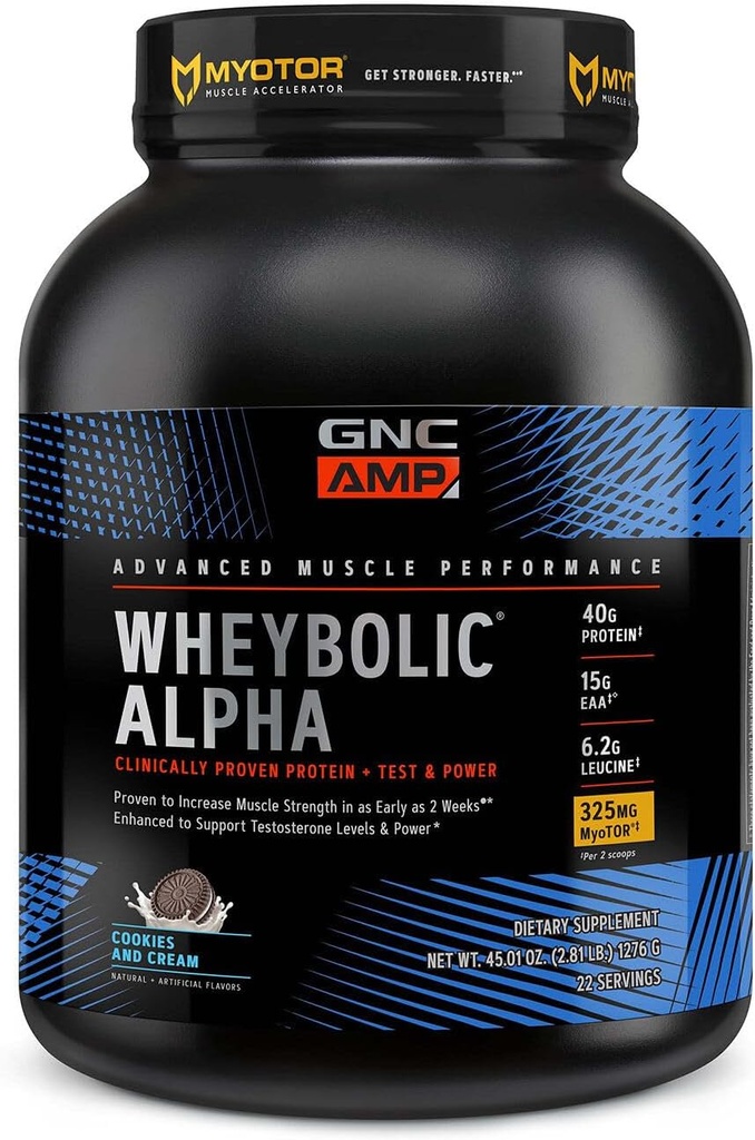 GNC AMP Wheybolic Alpha med MyoTOR-kakor och Cream (22 portioner)