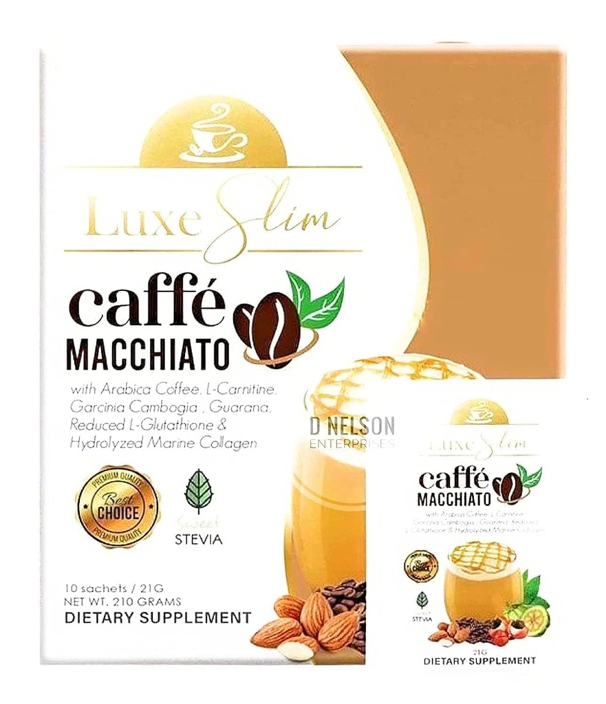 Luxe Slim Cafe Macchiato hydrolysoidun kollageenin ja glutationin kanssa, 21g x 10 sachetsia, 0,74 Ounce (paketti 10)