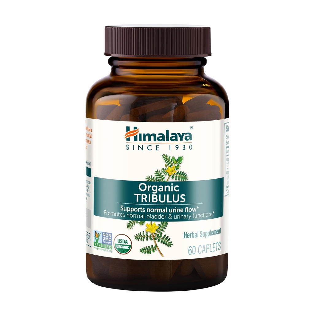 Himalaya Organic Tribulus Terrestris - Herbal Supplement for Bladder Control, Male Endurance, Prostate och Libido Support - Vegan, Non-GMO, Gluten Free, 688 mg, 60 Caplets