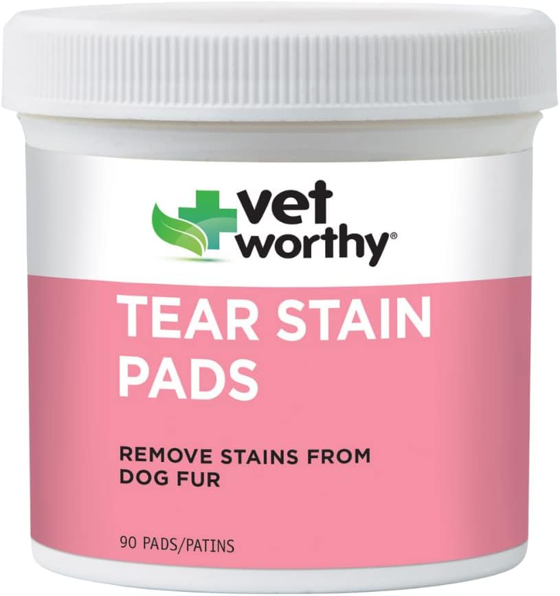 Vet Worthy Tear Stain Pads koirille - ratkaisu Liotettu tassut - Poista Stains koirien turkista - Hellä ja turvallinen - 90 Pads.