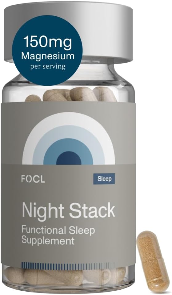 FOCL Restful Night Magnesium Sleep Supplement - Natural Sleep Aid, Melatonin Free, No Grogginiess, Calm - Magnesium Supplement för återställande sova med Ashwagandha - Vegan, Non GMO, Cruelty Free