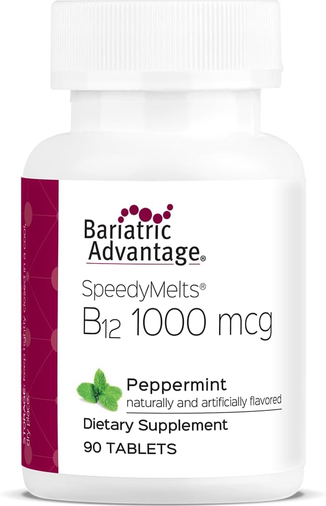 Bariatric Advantage B-12 Speedy Sulat, B12-vitamiini 1000 mikrog täydentää, nopeasti sulaa 200 mikrog Foolihappoa ravitsemus tuki - Piparminttu, 90 kreivi