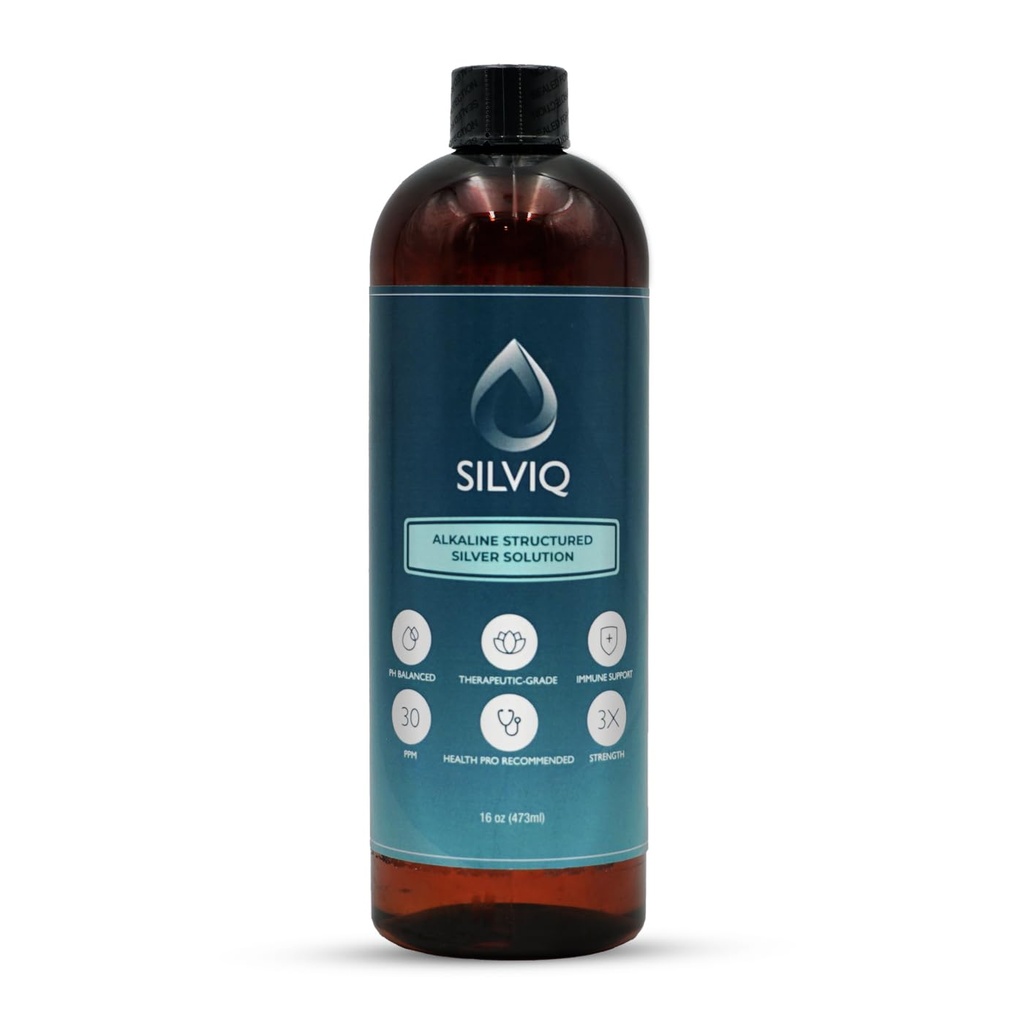 Strukturerat Silvervatten 30PPM - ph Balanced Alkaline Structure Silver Liquid Solution Mineral Supplement for Natural Immune Support - Förbättrad Wellness & Gut Health - 16 Oz (437ml)