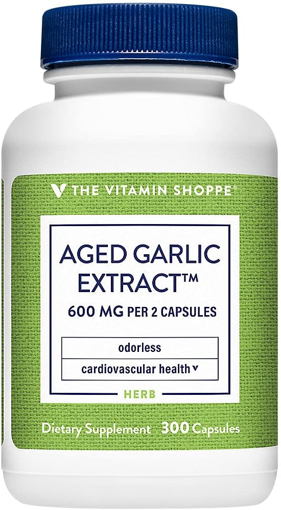Vitamiini Shoppe Odorless Ikääntynyt valkosipuliuute - tukee sydän- ja verisuoniterveys - 600 MG (300 kapselia)
