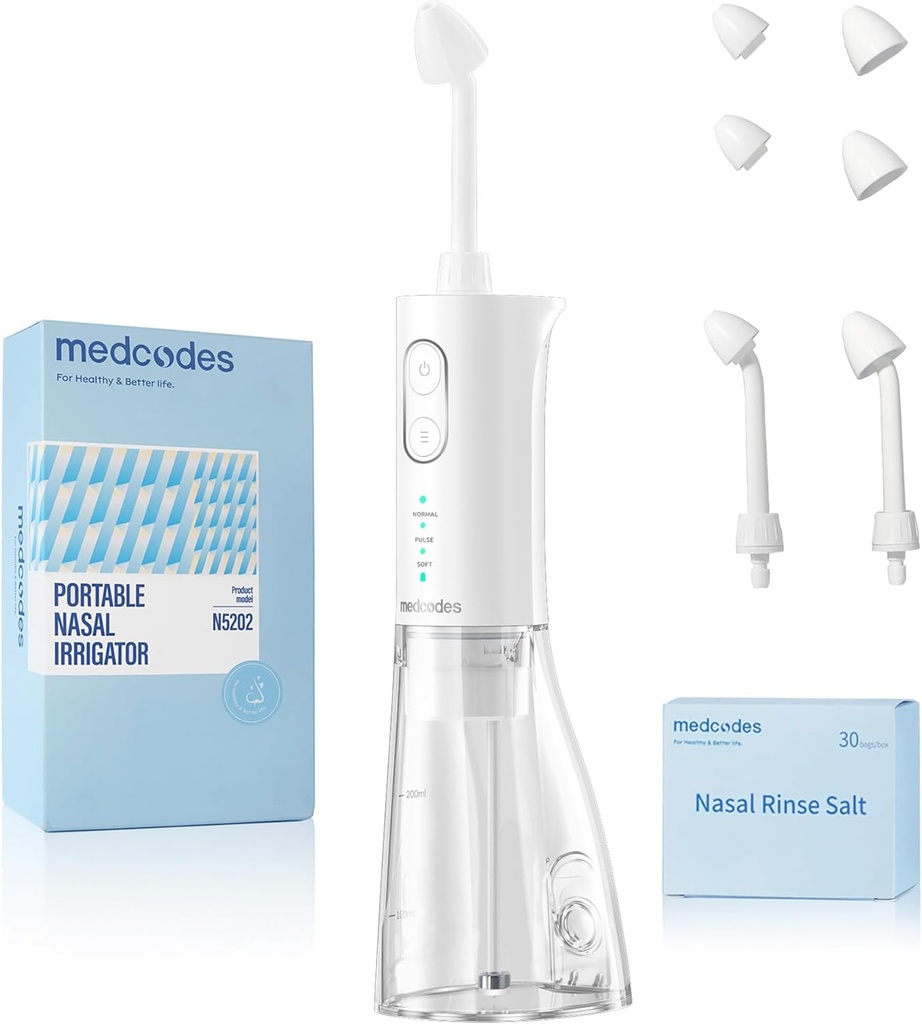 Neti Pot Sinus Rinsing, langaton nenän kastelujärjestelmä Nasal huuhtelu pullonpuhdistuskone, Electric Sinus Rinse System Kit for Sinus Relief & Nasal Care 30 suolakapselit (suuri)