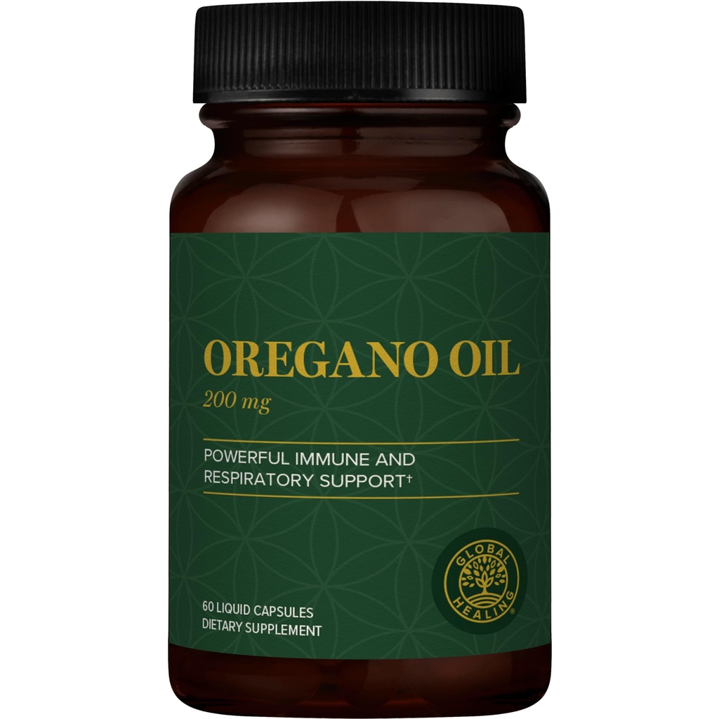 Global Healing Center - Oregano Oil Capsules with Organic Ingredients & Cayenne Pepper Extract, Oregano Capsules for Immuno System Support, Hengitysterveys, Digestion, Gas & Gut Wellness (60 Count)