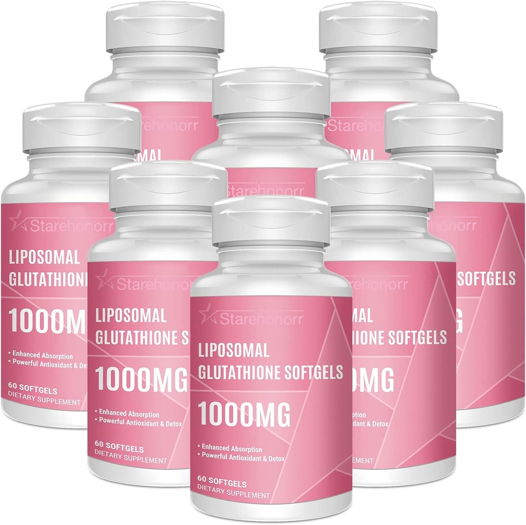 Liposomal Glutathione Softgels 1500MG, Reduced Glutathione Supplement med vitamin C, Bättre Absorption, icke-GMO Kraftfull Antioxidant för hälsosam åldrande, Detox, Immune Health, 480 Softgels