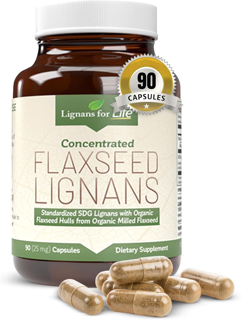 Lignans for Life pellavansiemen ja SDG - Omega 3 rasvahapot, kuitu antioksidantteja - auttaa parantamaan kiiltävä turkki, Ruoansulatus-ja sydänterveys, 25 mg, 90 kapselia, 1 pakkaus