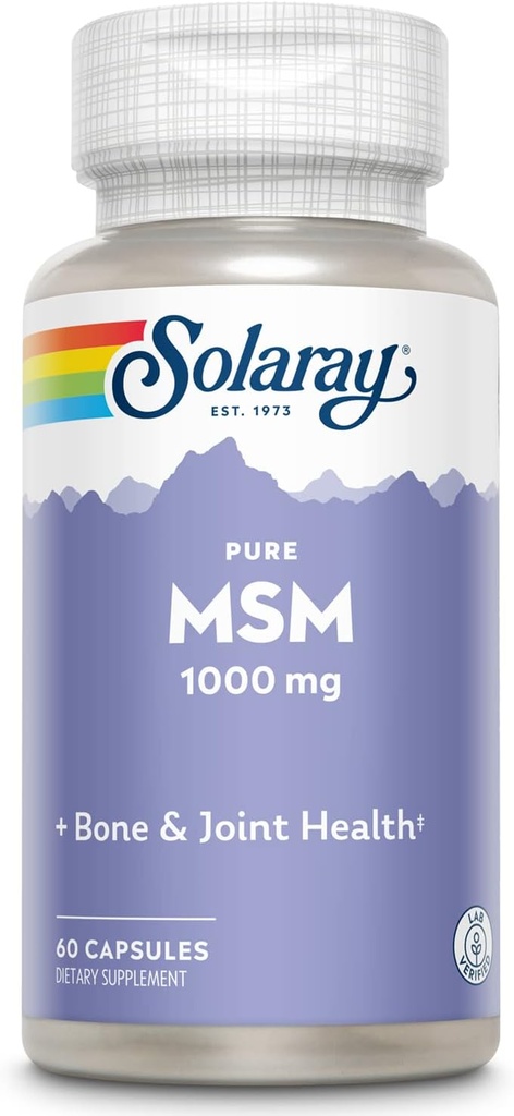 SOLARAY Pure MSM -kapselit, 1000 mg, 60