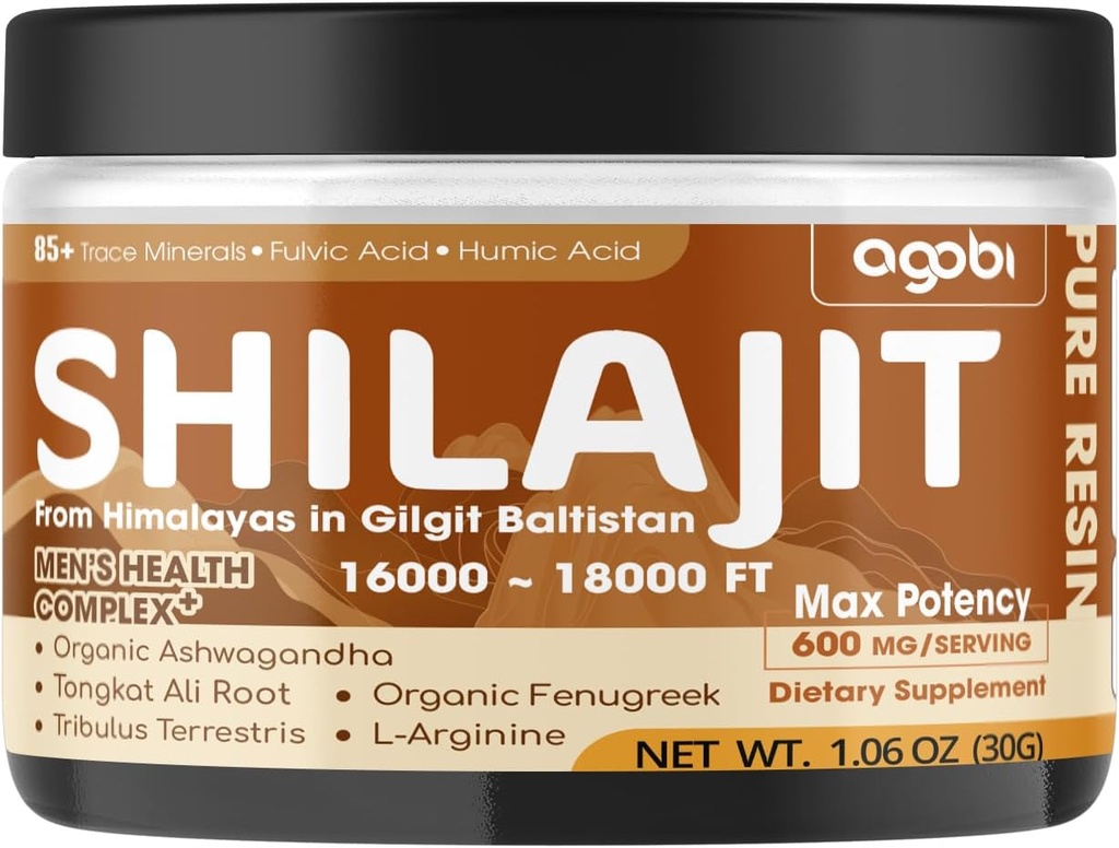 Shilajit Pure Himalayan Organic Resin - 30g Shilajit Supplement med 85+ Trace Minerals, Fulvic Acid, Ashwagandha Root, Tongkat Ali & More Herbal - Support Immune, Energy Production & Brain Health