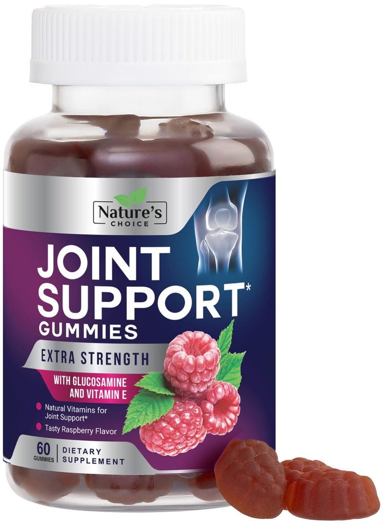 Joint Support Gummies Extra Strength Glukosamiini Gummy Supplement E-vitamiini - Natural Cartilage & Joint Health & Joustavuus Tuki, paras tuki Glukosamiini Chew miesten & naisten - 60 Gummie