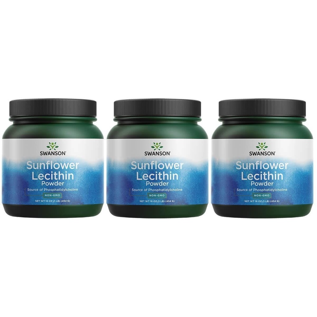 Swanson Auringonkukka Lecithin Brain Health Hermosto tuki ei-GMO soija-vapaa kasvissyöjä 16 oz (1lb) 454 grammaa jauhe (3 pakkaus)