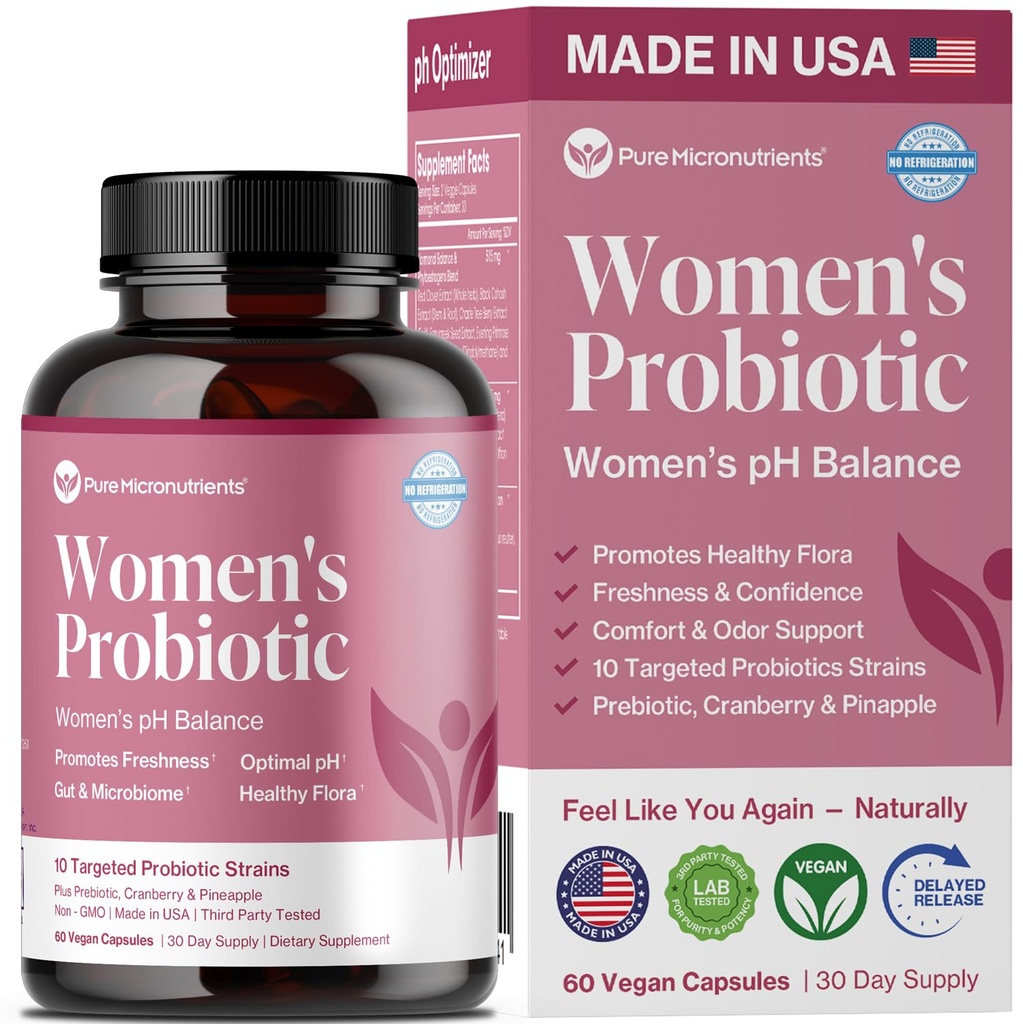 Puhdas mikroravinteet pH Balance emätinprobiootit naisille - Odor & kutina tuki - emättimen terveys pillereitä karpalo, Lactobacillus & Prebiootit - feminiini hyvinvointi Päivittäinen täydennysosa - 60 kapselia