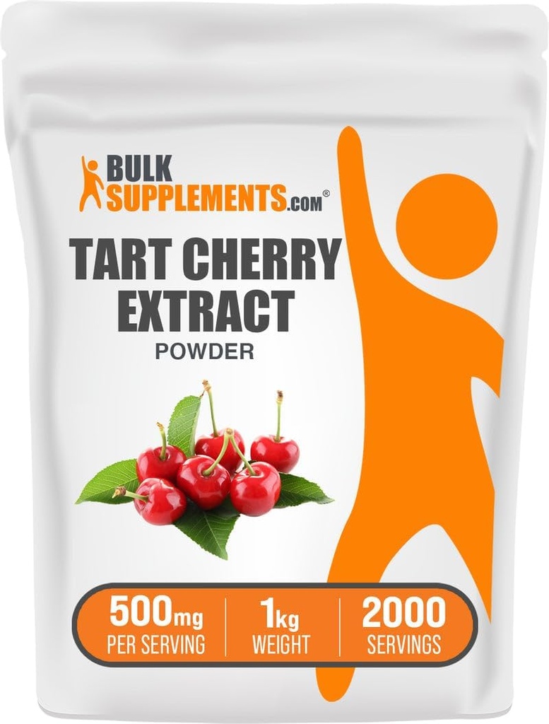 BulkSupplements.com Tart Cherry Extract Powder - Tart Cherry Supplement, Herbal Supplement - Antioxidant Source, Gluten Free, 500mg per Servering, 1kg (2,2 lbs) (Pack av 1)