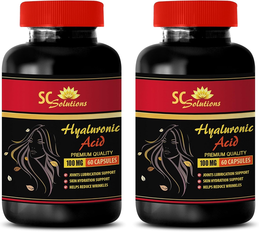 Ikääntymistä estävät kapselit kasvoille - HYALURONIC Acid Pillerit 100 mg - hyaluronic Acid lisäravinteet silmille - 2 pullo 120 kapselia