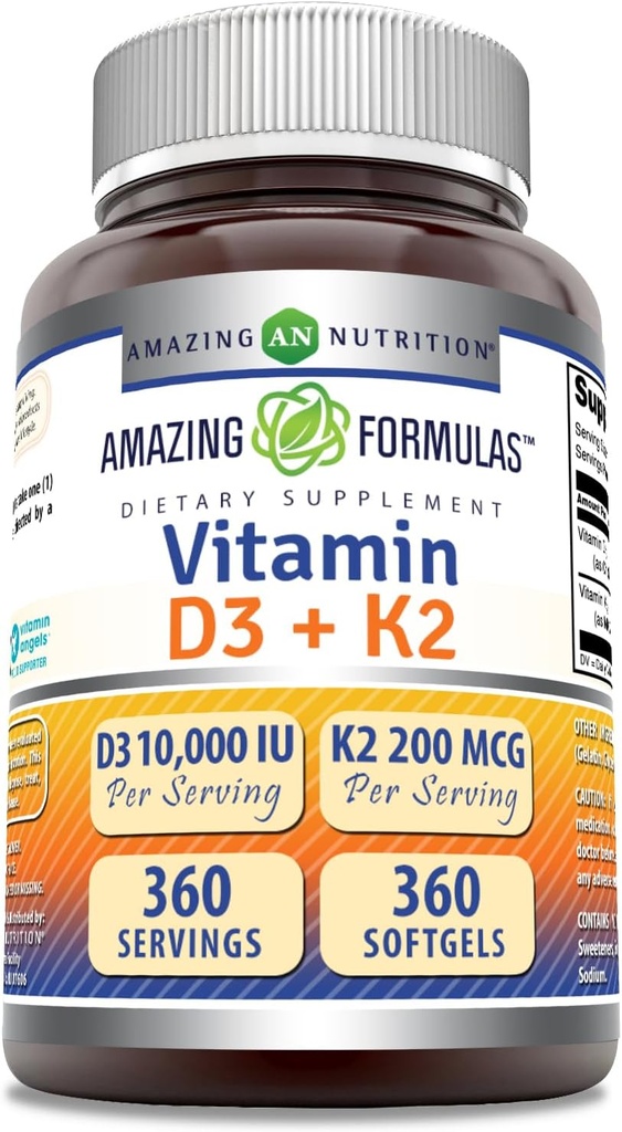 Amazing Formula D3 10000 IU K2-vitamiini 200 Mcg D3 + K2 Complex Supplement 
