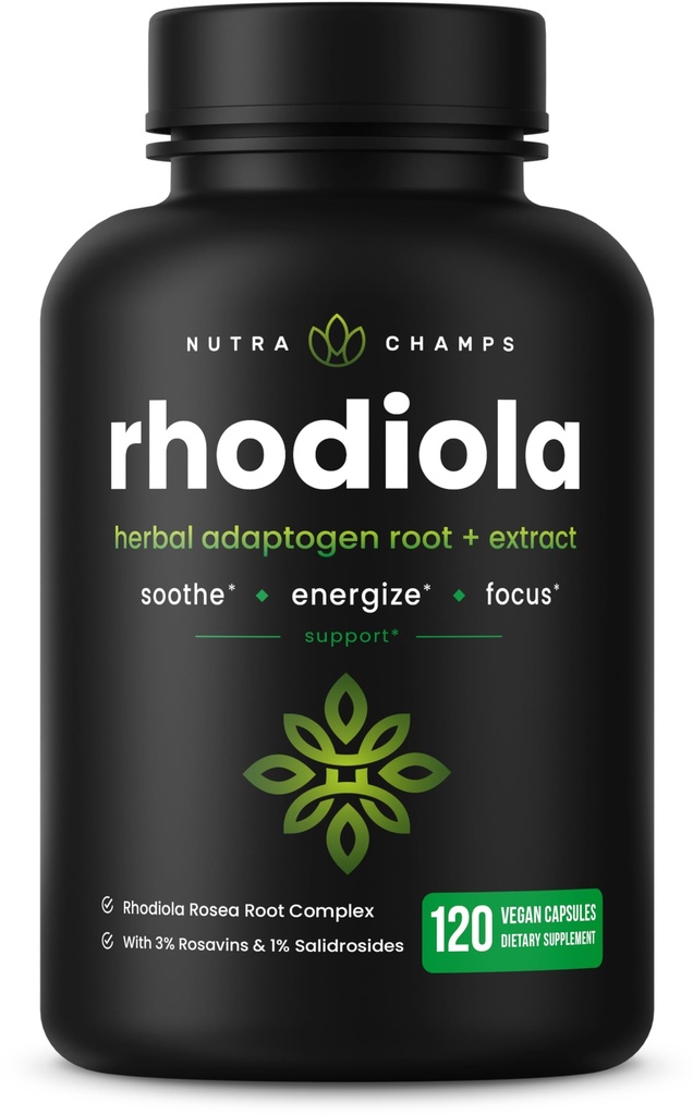 Rhodiola Rosea Supplement 600mg | 120 Vegan kapslar | Rhodiola Rosea Extract för energi, stressavlastning, humör och fokus | Adaptogen rot med Rosavin & Salidrosides | 300mg piller av NutraChamps