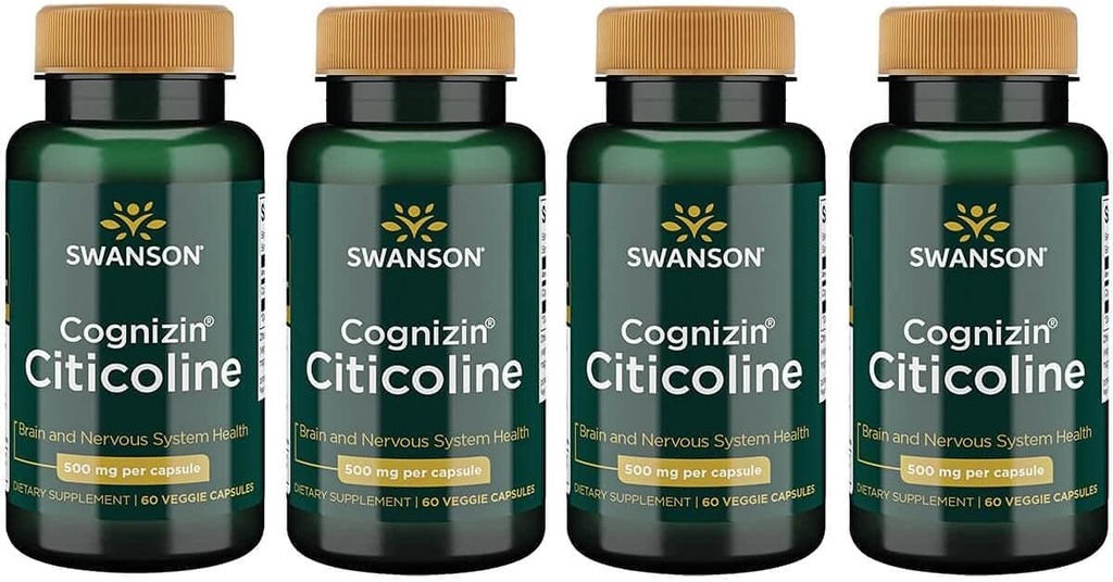 Swanson Cognizin Citicoline 1000 Milligrammaa 60 Veg kapselia (4 pakkaus)