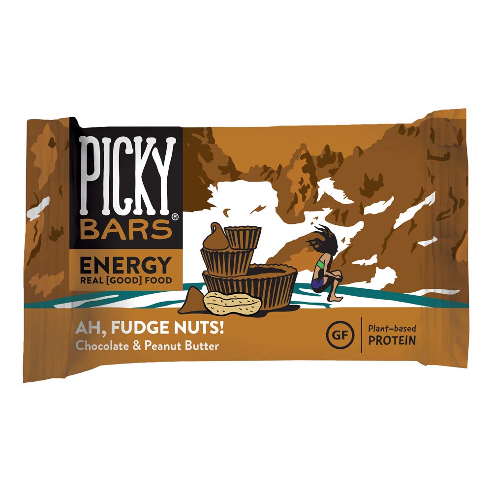 Picky Bars Real Food Energy Bars, Plant Based Protein, Kaikki luonnolliset, Gluteeniton, ei-GMO, Ei-Dairy, Ah, Fudge Nutts, pakkaus 10