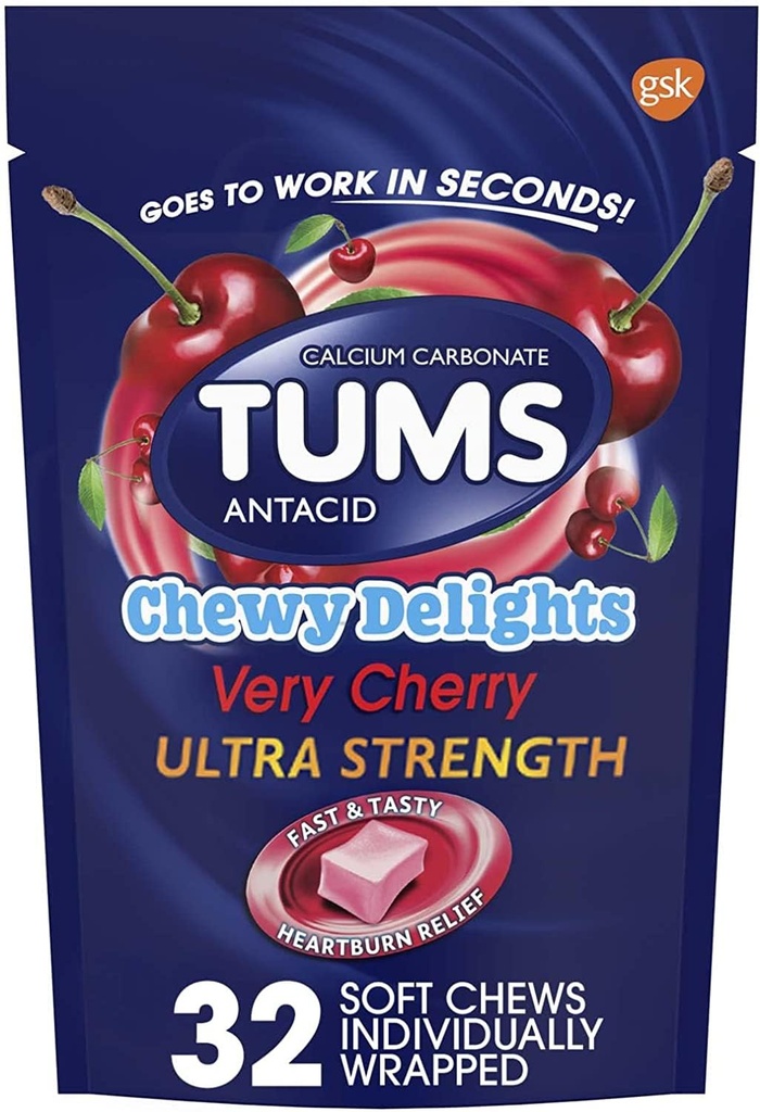 Tums Chewy Delights, Erittäin Cherry 32 Ea Pack of 4 by TUMS