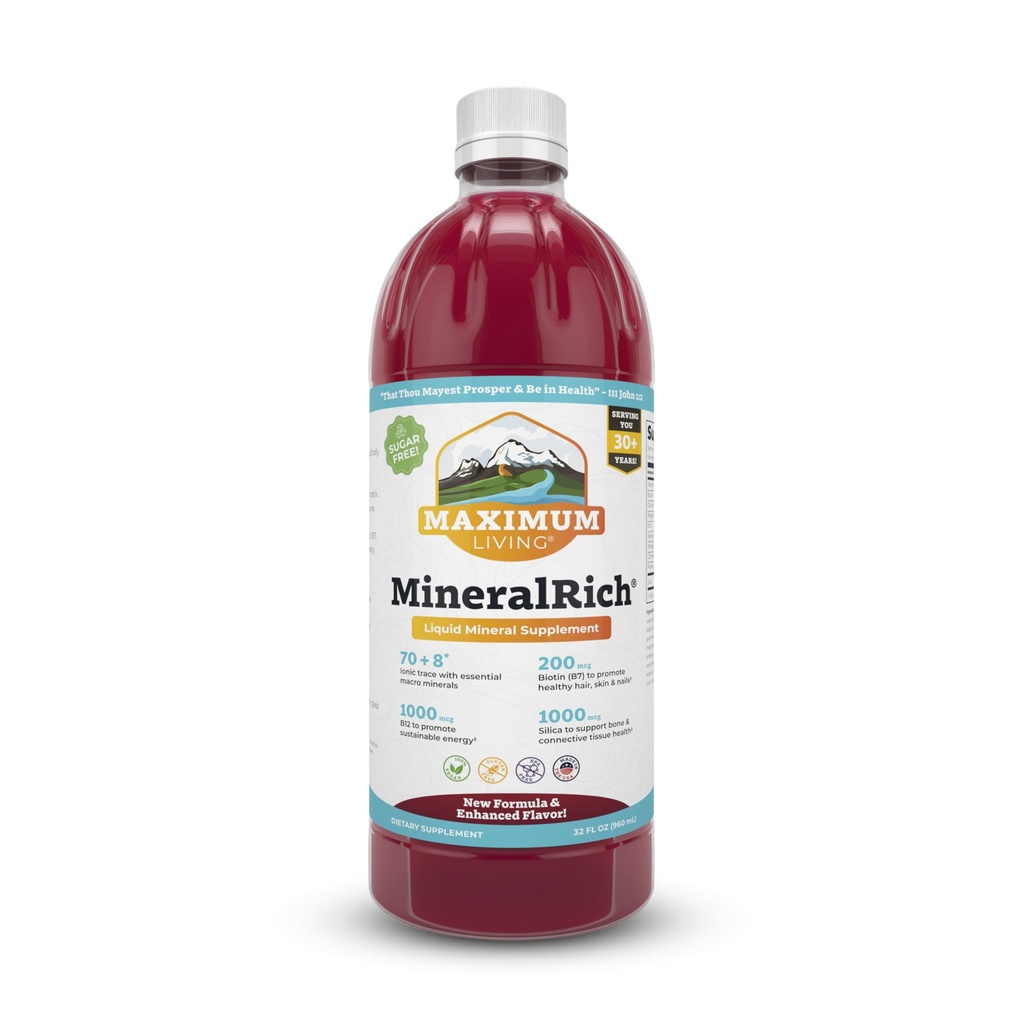 Maximum Living MineralRich - Minerals Supplement - Sokeriton nestemäinen sekoitus vitamiineja ja trace Minerals - 32 oz