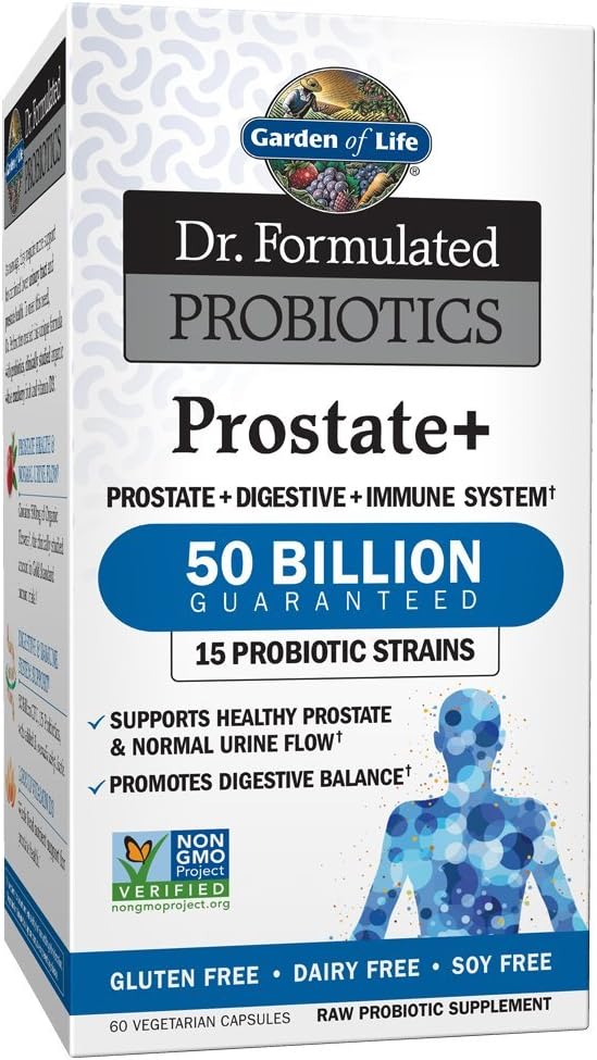 Elämän puutarha Dr. Formulated Probiotics Prostate+ - Acidophilus ja Probiootti tukee Tervettä Eturauhas- ja Ruoansulatustasapainoa - Gluteeni, maitotuotteet ja soijaton - 60 kasvissyöjä Kapselit