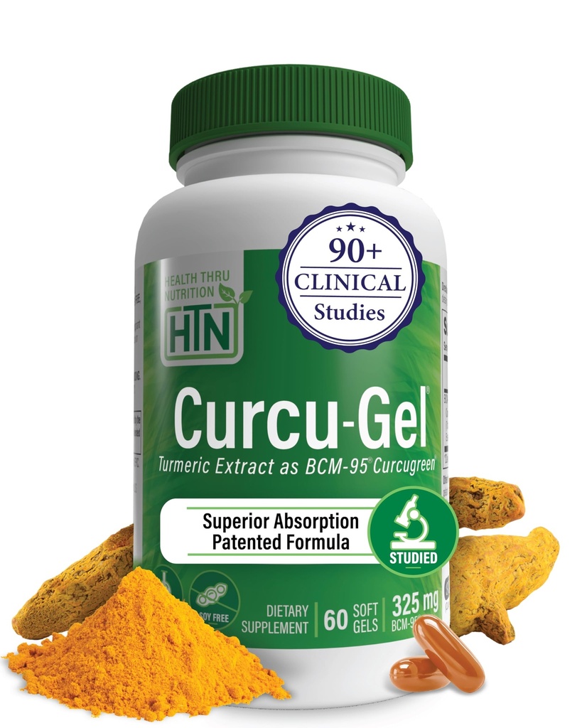 Health Thru Nutrition Curcu-Gel Turmeric Curcumin Complex BCM-95 Softgels, 325 mg (pakkaus 60)