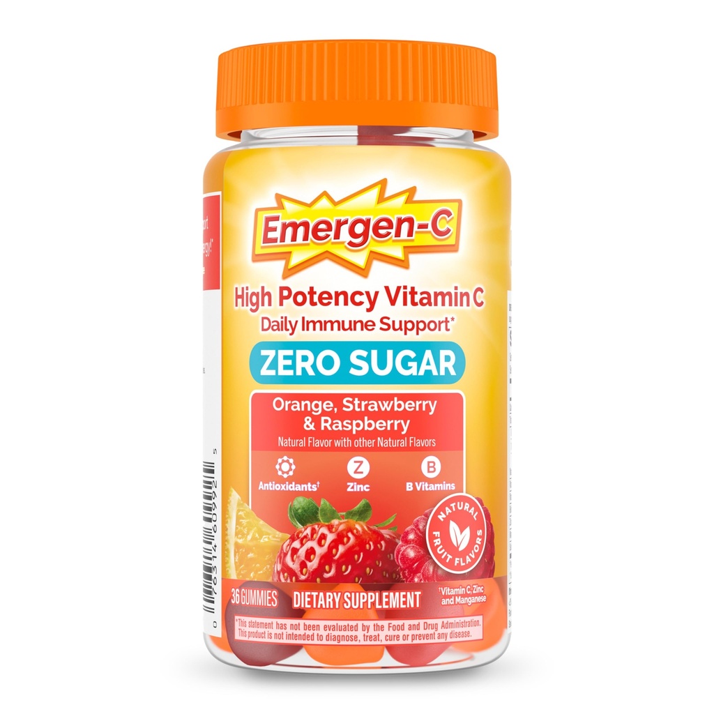 Emergen-C Nolla sokeri immuuni tuki aikuisten Gummies 36
