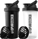 Utopia Etusivu Protein Shaker Pullo - (Pakki 2) 28-Ounce Shaker pullot Proteiini Mixes - Fitness Sports Classic Protein Mixer Shaker pullo (musta & musta/ musta)