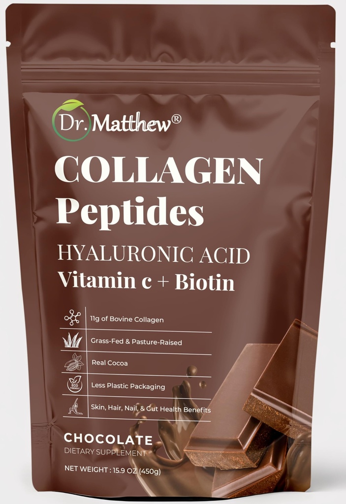 Suklaakollageenijauhetta. Kollageeni ja hyaluronihappo ja C-vitamiini. Suklaakollageeni Peptides Powder Chocolate. Kollageeni C-vitamiini & Biotiini hiukset, iho, kynnet, Joint. Keto, tyypit 1 ja 3.