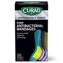 CURAD Performance Series IRONMAN Antibakteeriset siteet, Extreme Hold Adhesive tekniikka, Standard kokoa Joustavia kankaita viiltoja, scrapes, & Palaa, valikoituja värejä, 1 x 3,25 tuumaa, 20 count