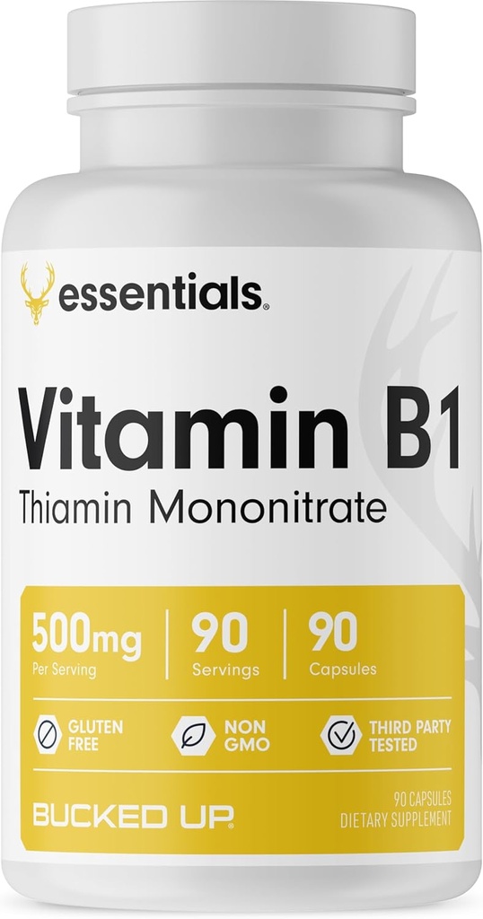 Bucked Up B1-vitamiini 500 mg kapselit, Essentials (90 Servings)