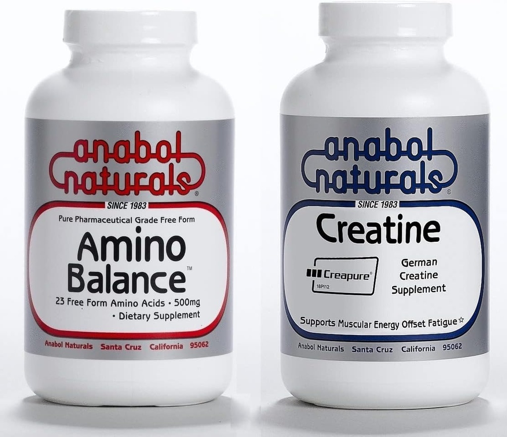 Anabol Naturals Energy Stack: Amino Balance 100 g Pure Powder & Creapure Creatine 100 g Pure Powder