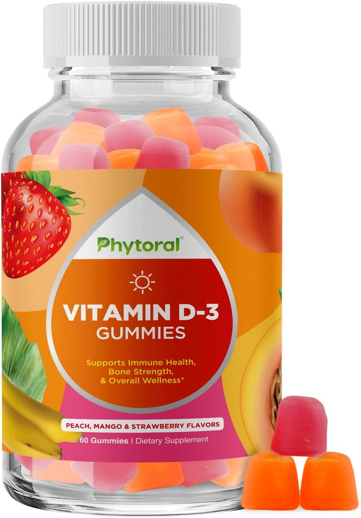 Pureskeltava D-vitamiini Gummies aikuisille - herkullinen Daily Vitamiini D3 Gummies D3 2000IU per tarjoilu - Gluteeniton ja liivate Ilmainen ei-GMO Gummy for Adult Immunity Support (1 kuukausi)