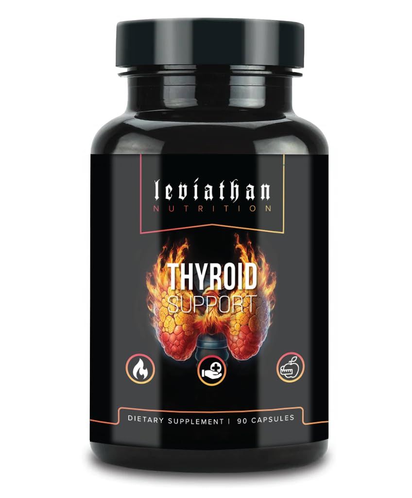 Leviathan Thyroid Support | Energy & Thyroid Health & Iodine Supplement, Selenium, Zink, Manganese, Copper, L Tyrosine, Guggul Support för kvinnor och män