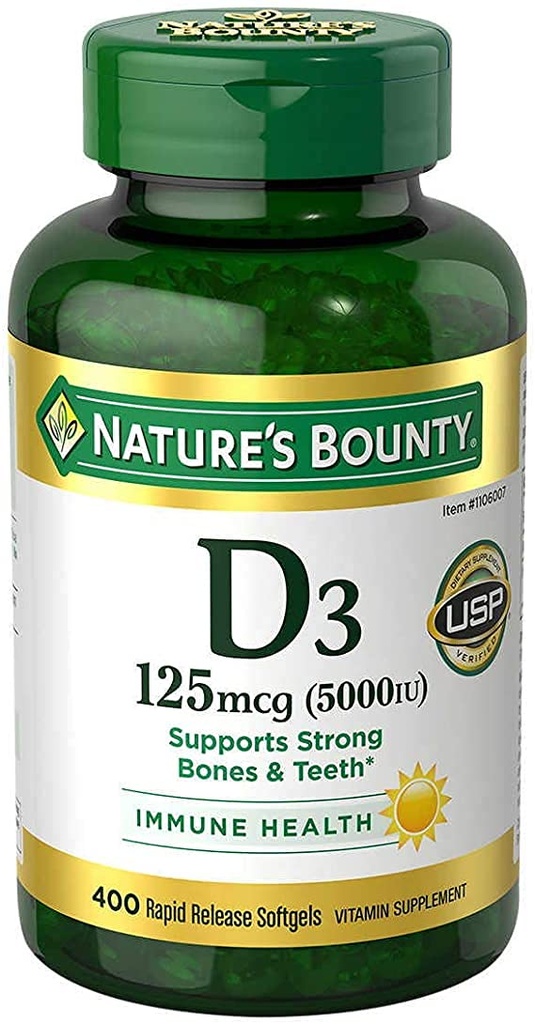 Nature's Bounty Immuuniterveys D3 5000 iu, Nopea Julkaisu 400 Softgels