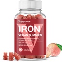 Vegan Iron Gummies Supplement - kanssa C-vitamiini, A, B-komplex, Folaatti, Sinkki aikuisille ja lapsille - Terveys Veri ja energia tuki rautaa puute, anemia, Ei jälkeen maku - Persikka maku (90 Ct)