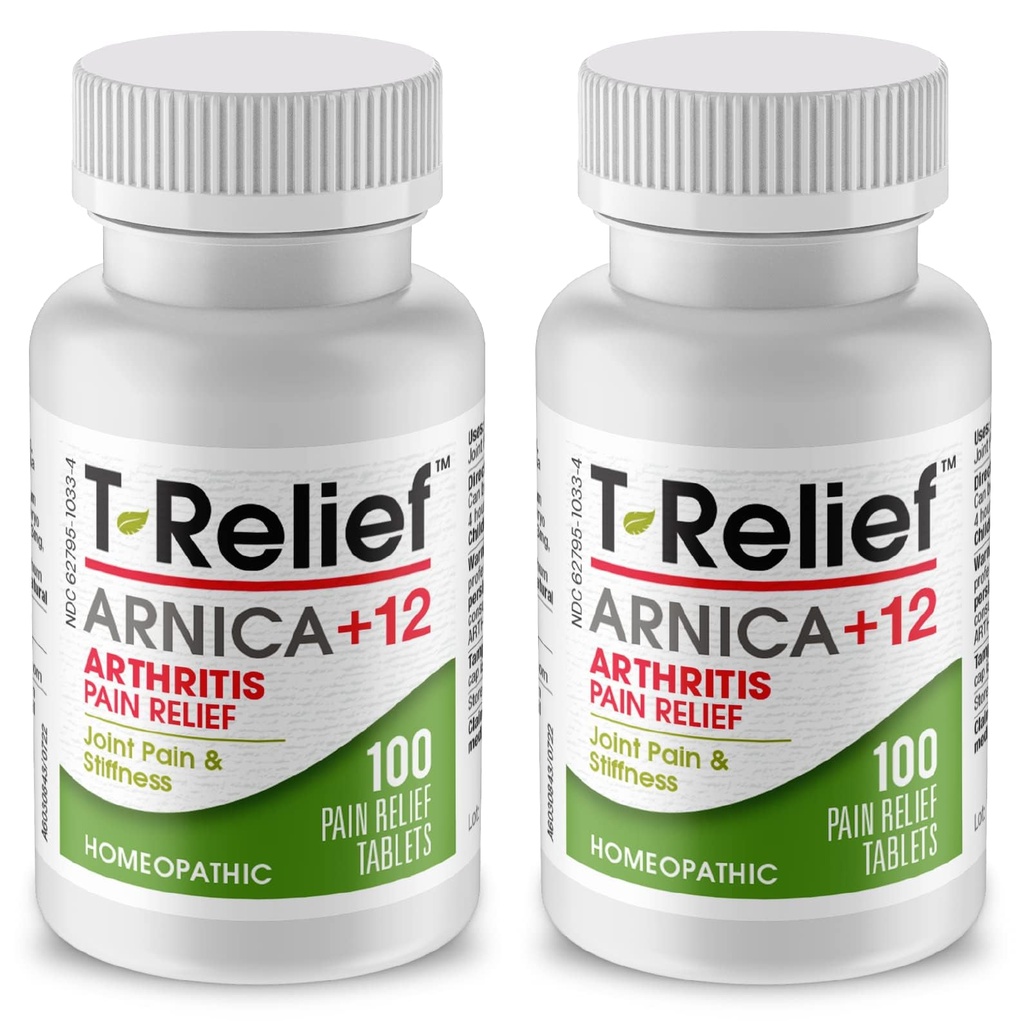 T-Relief Extra Strength Arthritis Arnica +12 Smärta Relieving Natural Medicines hjälper till att minska ömhet Stiffness värk och smärta i gemensamma naturligt - 100 tabletter (2 Pack)
