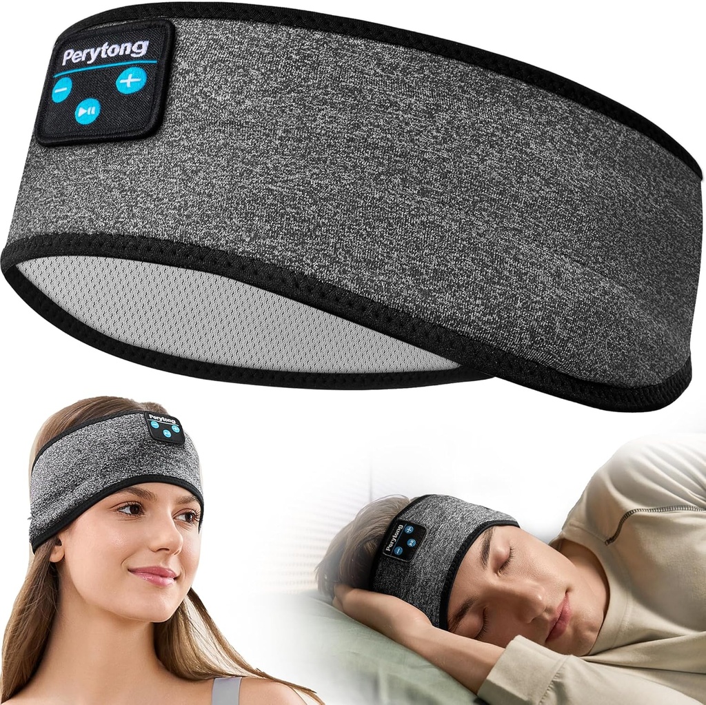 Perytong Wireless Sleep Headband kanssa mukavat korvannuket Side Sleepers, Nukkuva silmänmaski naisten miesten harjoitus käynnissä