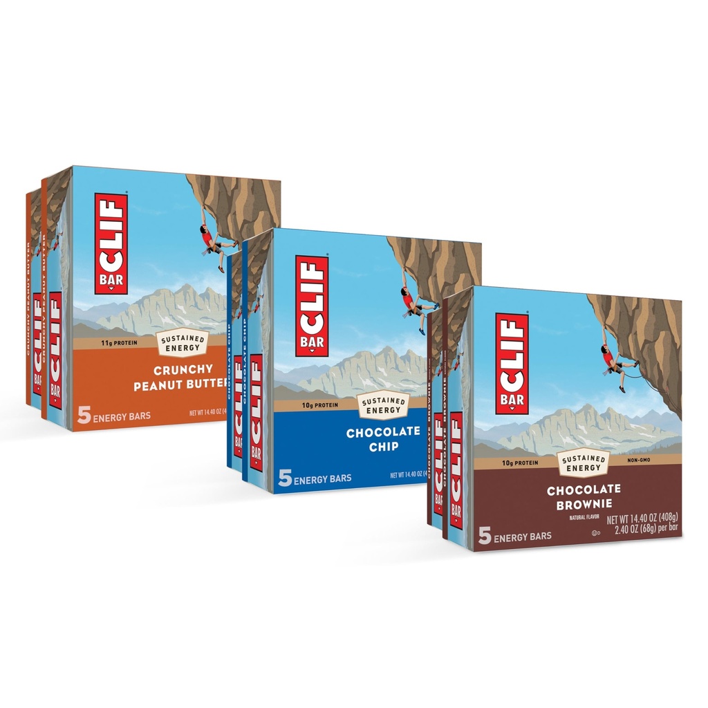 CLIF BAR - Energy Protein Bars - Variety Pack - 3 Makuja - valmistettu luomukaura - energiapatukat - ei-GMO - (30 pakkaus)