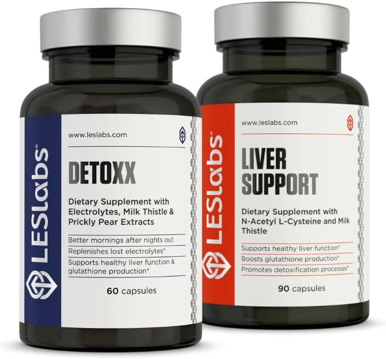 LES Labs Detoxx ja Liver Support Duo- Bundle tukemaan tervettä maksan toimintaa, glutatione tuotanto, ja detoxification