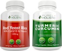 Red Yeast Rice 1200mg & Niacin + Organisk gurkmeja Curcumin 700mg & Bioperine Tillhandahållande 95% Curcuminoids - 240 Vegetariska kapslar