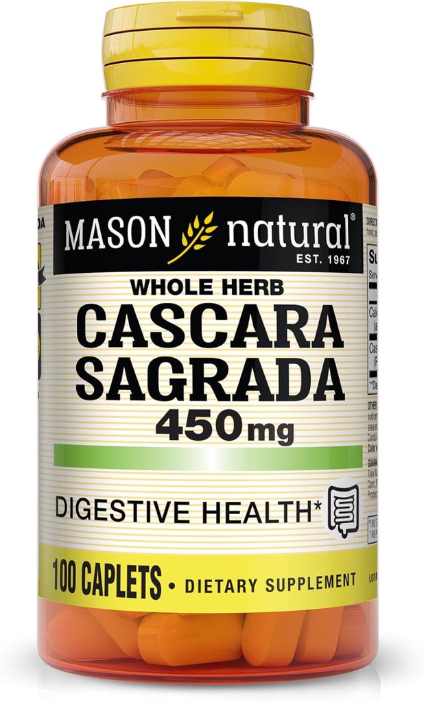 MASON NATURAL Cascara Sagrada 450 mg, Herbal Supplement för normal Digestive Function Support, 100 Caplets