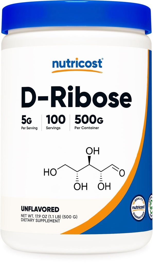 Nutricost D-Ribose Powder 500 Gram - 5000 mg per Serving, ei-GMO (500 Gram)