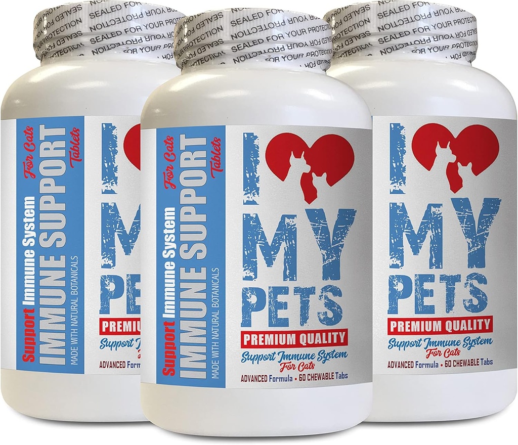 I LOVE MY PETS LLC Liver Support for Cats - CAT Immune Support - Booster - Terve lisäravinteet - kissa Immuuni terveys - 180 Hoidot (3 pullot)